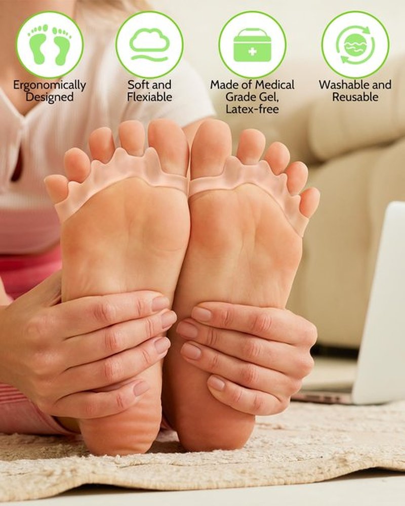 JOKHUE Silicone Toe Separators Spacers for Women and Men Bunion Corrector, Overlapping Toes Spreaders,Stretchers for Relieving Feet Plantar Fasciitis (Beige)