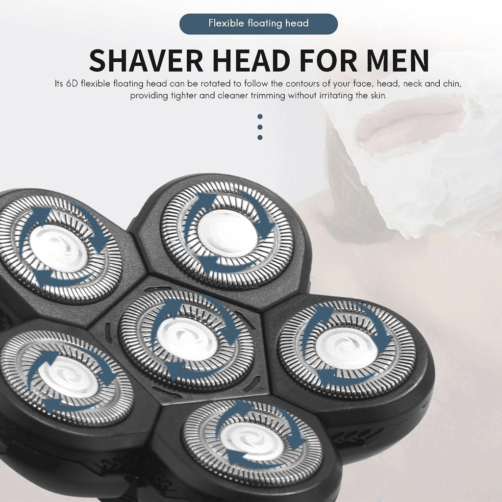 Head Shavers Replacement Blades, 6 Blades Shaver for Bald Men Replacement, Easy Install Electric Razor, Shaver Replacement Blades, Head Shavers for Bald Men (6 Heads)