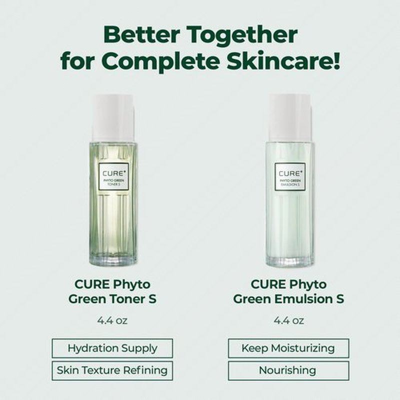 Cure Phyto Green Toner Essence with Aloe Vera & Green Tea, Soothing Korean Face Toner for Sensitive Skin, Alcohol-Free Hydrating Formula, 4.4 fl oz. Kim Jeong Moon Aloe