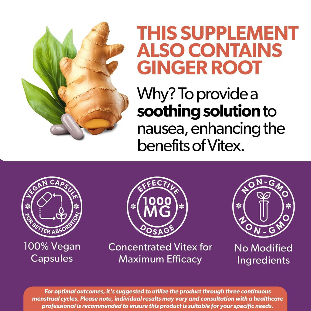 Intimate Rose Vitex Chasteberry Supplement for Women, 1000 mg - Chaste Tree Berry for Hormone Balance, Fertility & PMS Support, Regulate Cycles - 60 Capsules