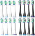 Philips Sonicare Replacement Brush Heads - Compatible with 4100, 5100, 6100, 9900 | 16 Pack (8 White + 8 Black)
