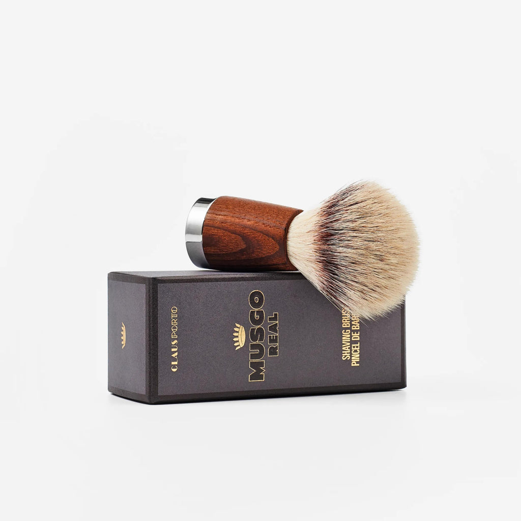 Claus Porto - Musgo Real Shaving Brush | Wood + Metal Handle | Handmade, Soft, Synthetic Bristles