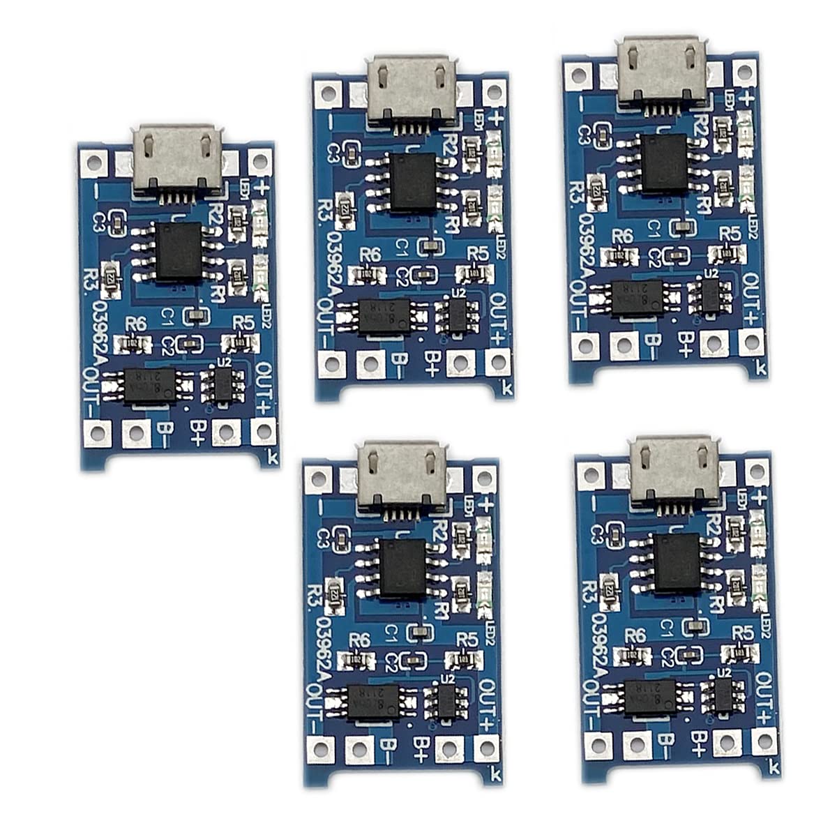 Kiro&Seeu 5PCS TP4056 Mirco-USB 5V 1A 18650 Lithium Battery Charger Module Charging Board with Dual Protection Functions