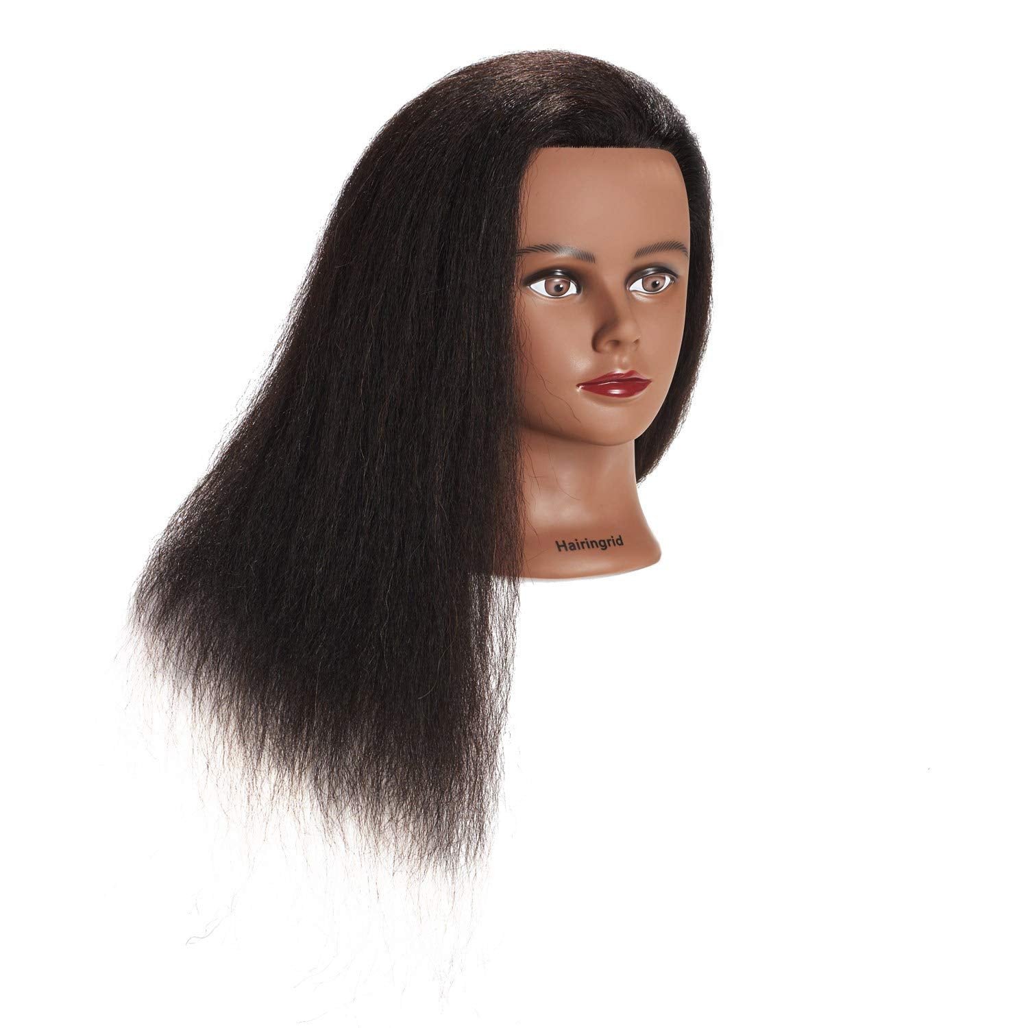 Hairingrid Mannequin Head 16"-18" 100% Real Hair Hairdresser Cosmetology Mannequin Manikin Training Head Hair and Free Clamp Holder (16 Inch)