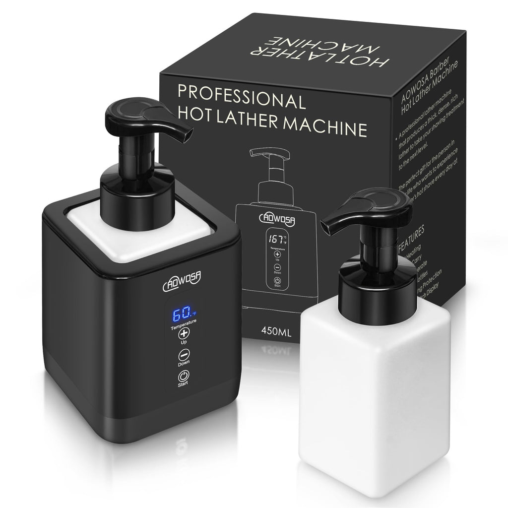 Hot Lather Machine for Shaving, Professional Lather Maker for Men Face Shaving, Large Capacity Shaving Foam Machine for Home Use Salon Barber Shop, with 2 Foam Bottle, ℃/℉ Switchable Display