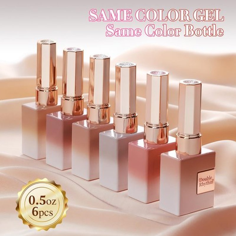 Double Rhythm Cat Eye Gel Nail Polish Set - 6 Shimmer Glitter Colors | 0.5 Oz Holographic Magnetic Polish