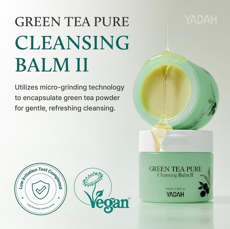 YADAH Green Tea Matcha Cleansing Balm II - Gentle Makeup Remover for Sensitive Skin | 3.38 fl oz, Vegan & Hydrating
