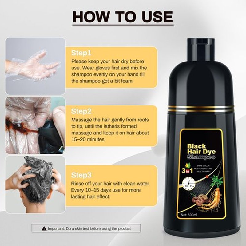 cosmpro Black Hair Dye Shampoo 3 in 1 Champu Para Canas for Gray Hair Coverage, Natural Herbal Black Hair Color Shampoo for Women, shampoo para pintar el cabello