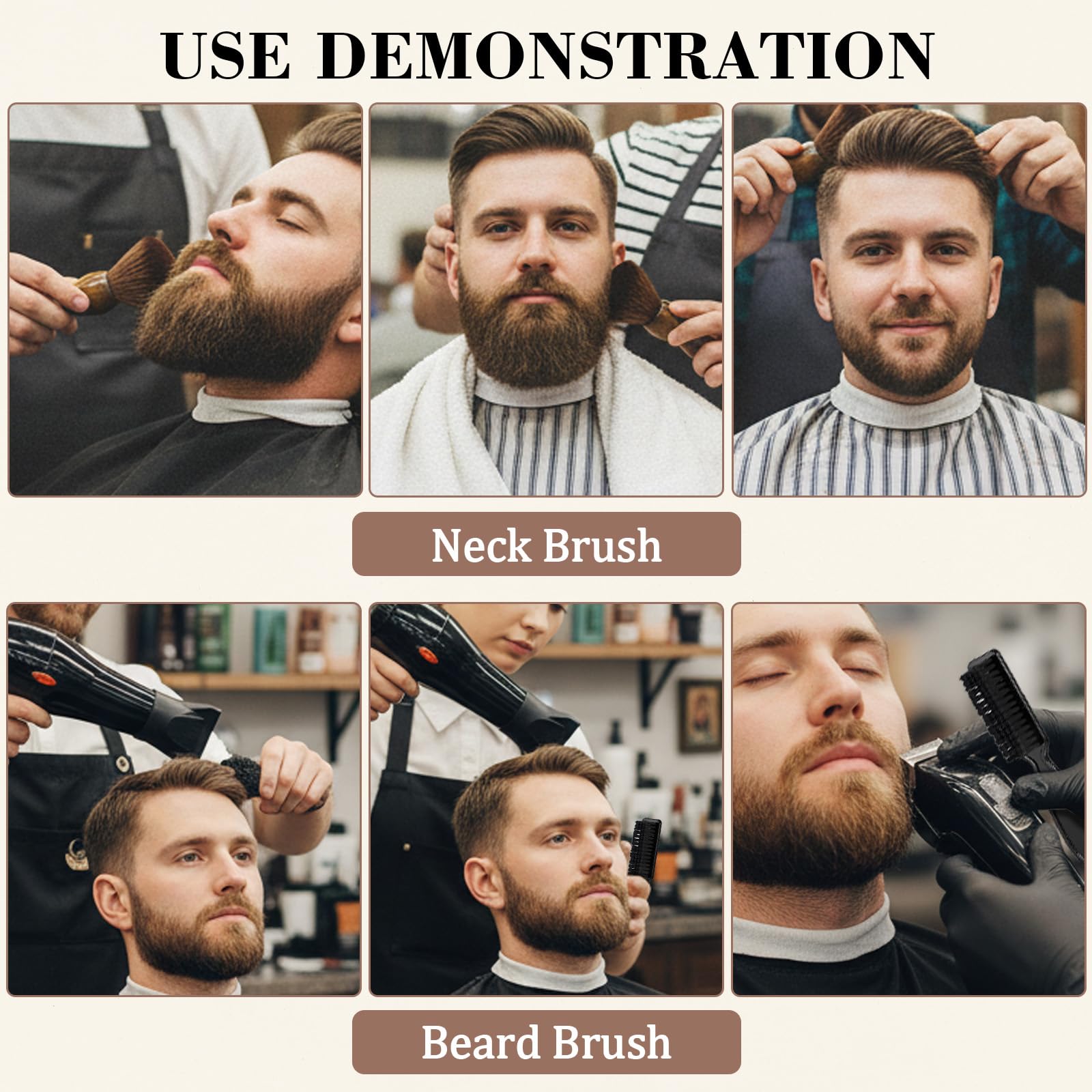 2 Pcs Barber Neck DuBarber Neck Duster Wood Handle With Hook for Hair Cutting Barber Brush Duster and Black Comb Brush for All Hair Type