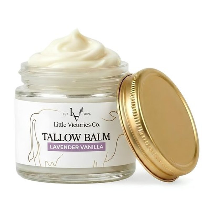 2.0 floz Grass Fed Beef Tallow and Honey balm - Lavender Vanilla Organic Beef Tallow for Skin is Ideal for Eczema, Stretch Marks, Psoriasis, Itching - Beef Tallow honey balm or Face & Body Moisturizer