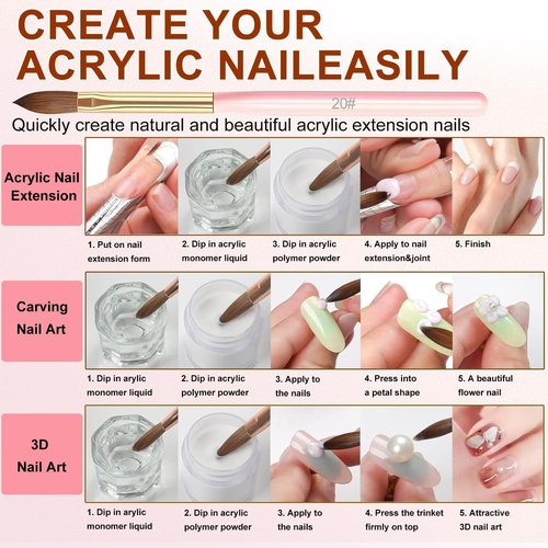 Nail Art Brushes Set,10pcs Nail Art Tools Nail Art Design Pen Painting Tools Fingernail Brush Nail Cleaning Brush for Acrylic Application Acrylic Powder 3D Nail Carving Nail Art Brushes Set