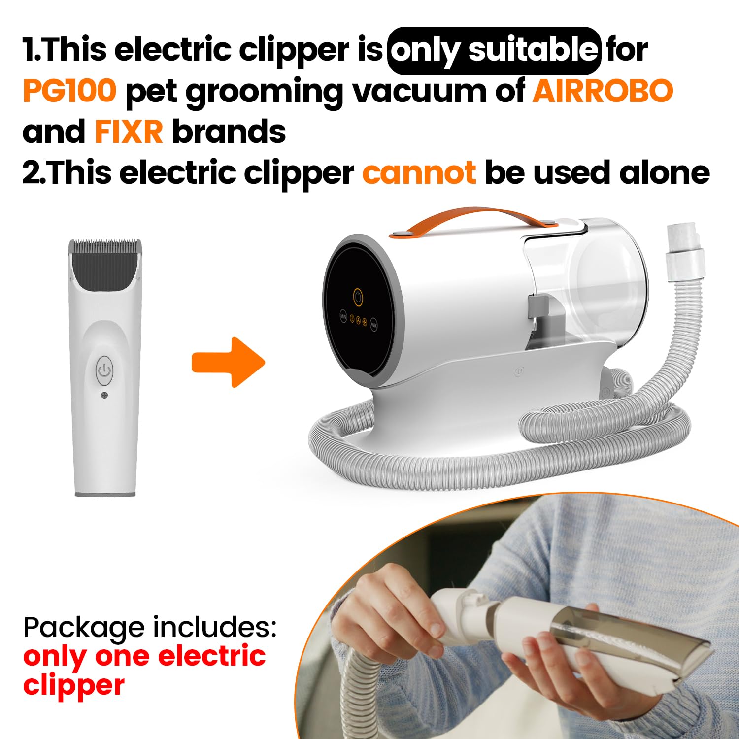 BOTLUXE PG100 Replacement Electric Clipper for Pet Grooming Kit and Vacuum for AIRROBO FIXR UBROBO