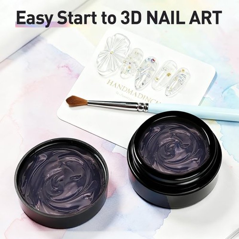 Finger Secret 3D Sculpting Gel Kit – 2×20g Nail Art Gels with Dual Pens, Gold & Silver Chrome Powders, Brushes & Rhinestone Tray for DIY Nail Design at Home or Salon