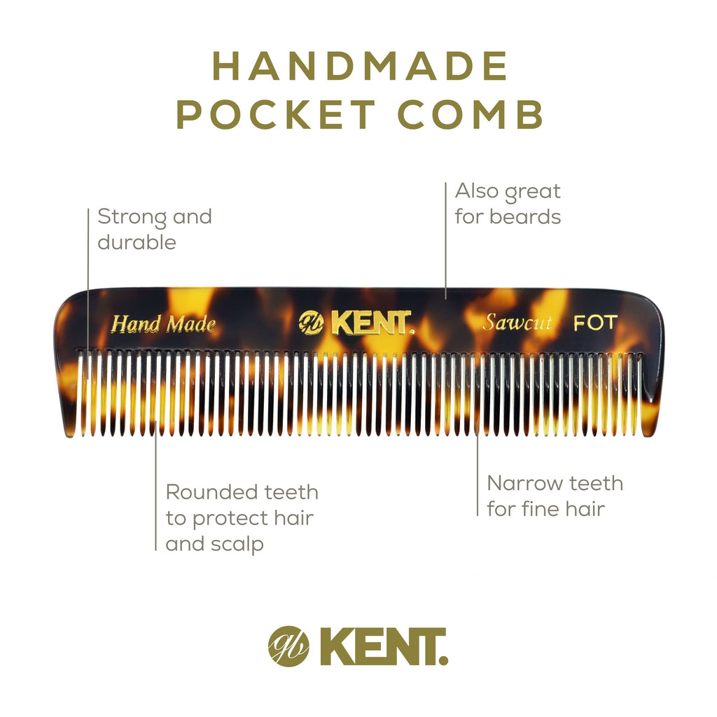 Kent 81T FOT Tokyo Yellow Beard Pocket Comb Set for Men - Beard Kit for Travel and Home, Mustache Comb for Men, Mini Comb Beard Combs for Mens Grooming, Sawcut Hand polished Made in England