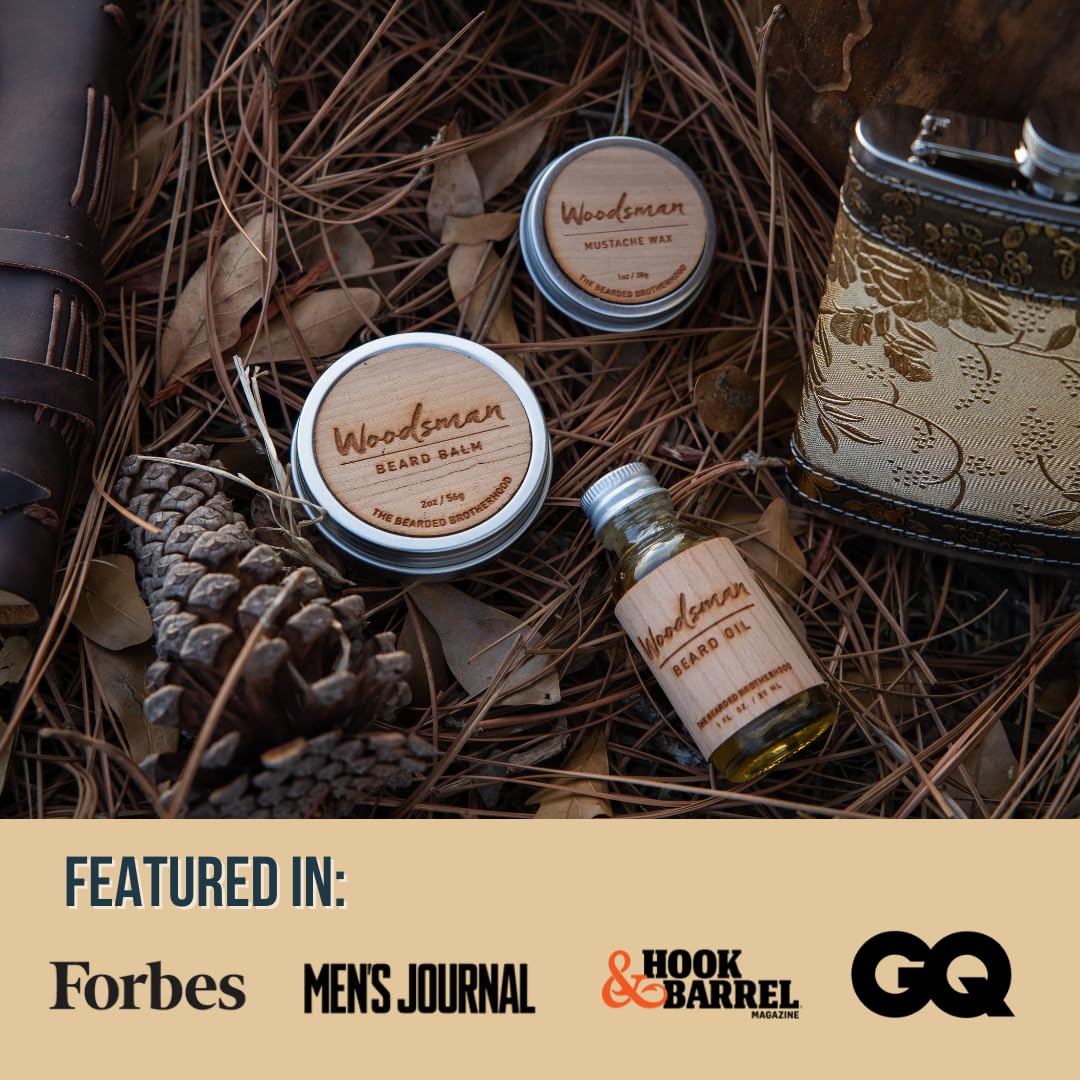 The Bearded Brotherhood TBB Woodsman Beard Balm for Men | Natural Beard Conditioner with Shea Butter, Jojoba Oil, Argan Oil |Handcrafted in Texas | Cedar Scent (2 Oz.)