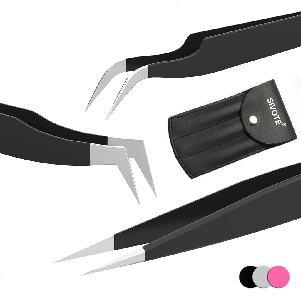 Lash Tweezers for Volume, Isolation & Classic Lashes, 3 Pack, Black