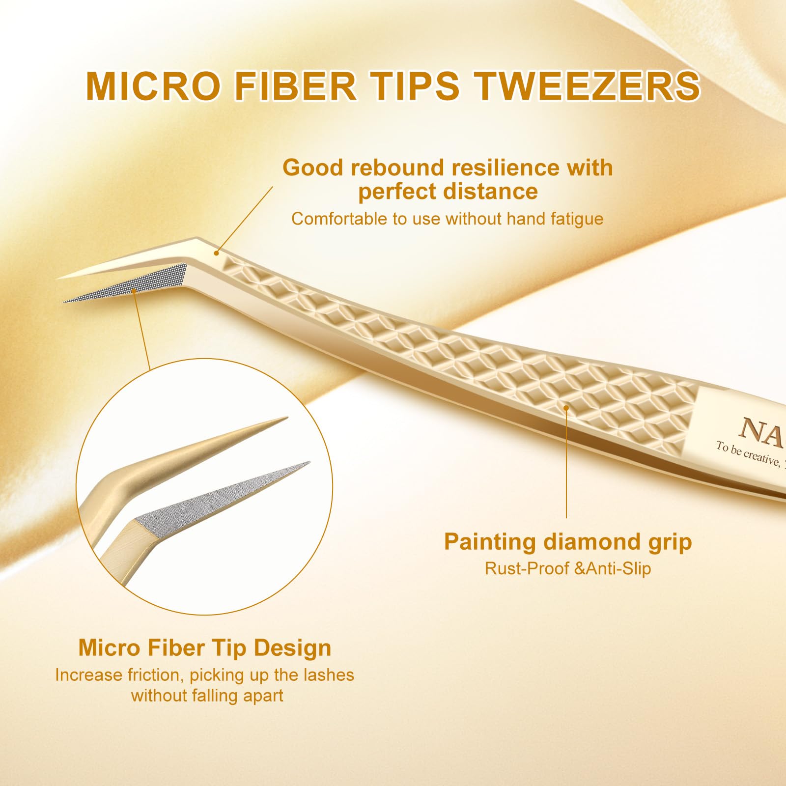 NAGARAKU Eyelash Extension Tweezer Fiber Tip AG-06 Golden Feather
