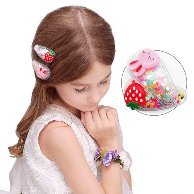 Sparkle Hair Clips for Girls by TANLOMY Transparent Fruit Hairpins, Snap Hair Clips with Glitter Sequins Inside, a Kid and Toddlers Pleaser as Gifts Shining Hair Accessories