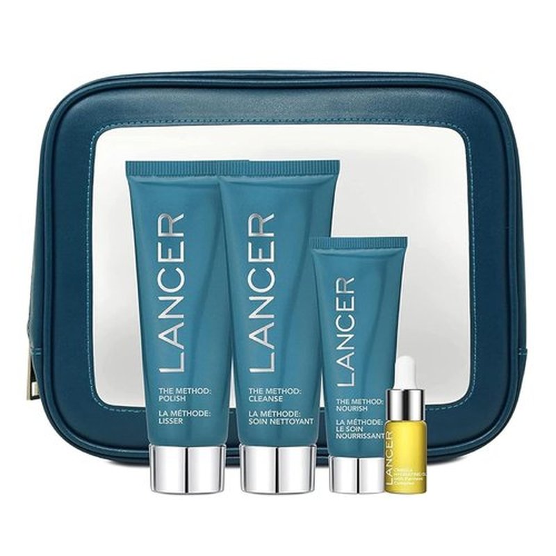 Lancer Skincare The Method Intro Kit - 3-Step Anti-Aging Facial Exfoliator, Cleanser & Moisturizer for Radiant Skin