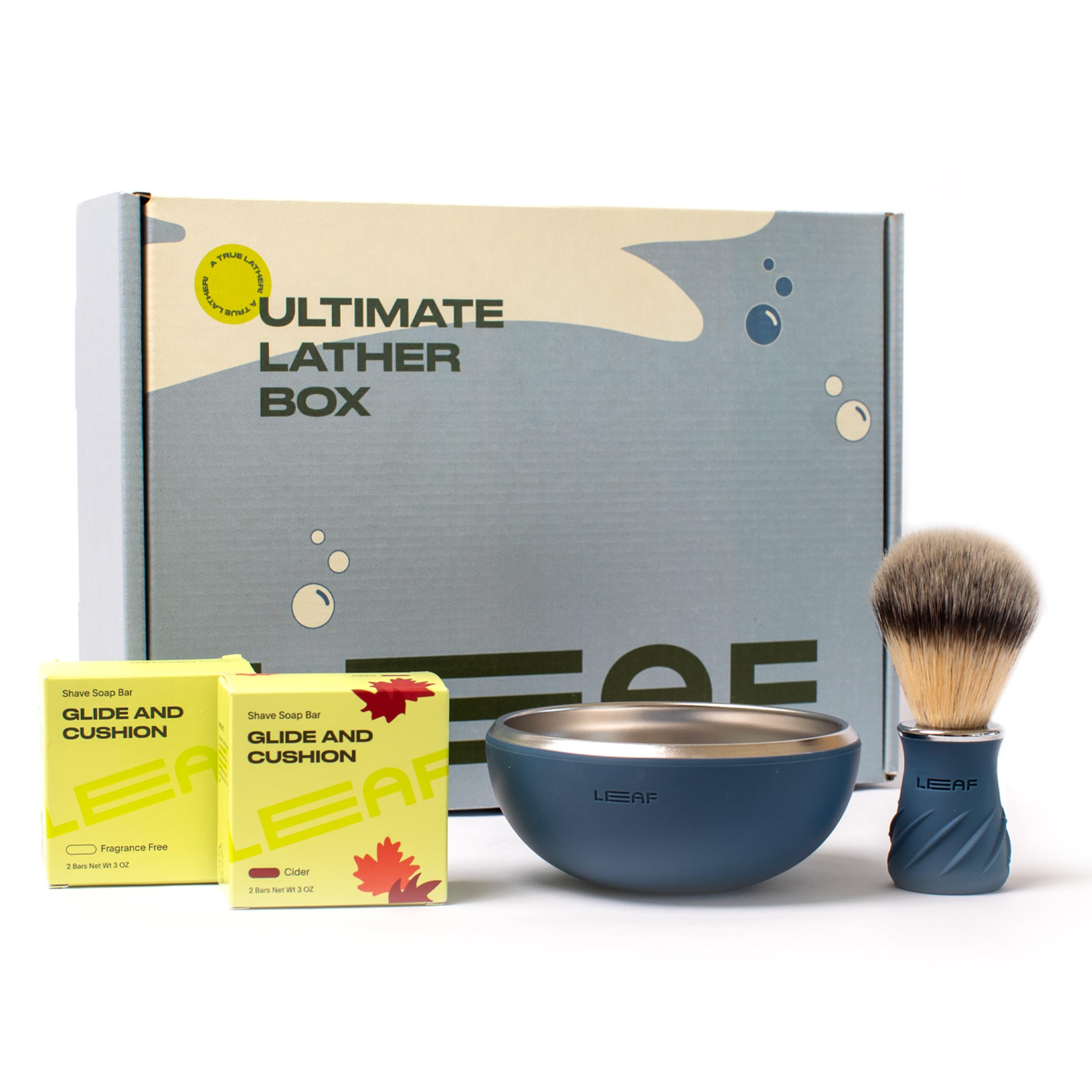 The Ultimate Lather Box - Includes Limited-Edition Glacier Bowl & Brush Set, Limited-Edition Cider Shave Soap, Fragrance-Free Shave Soap
