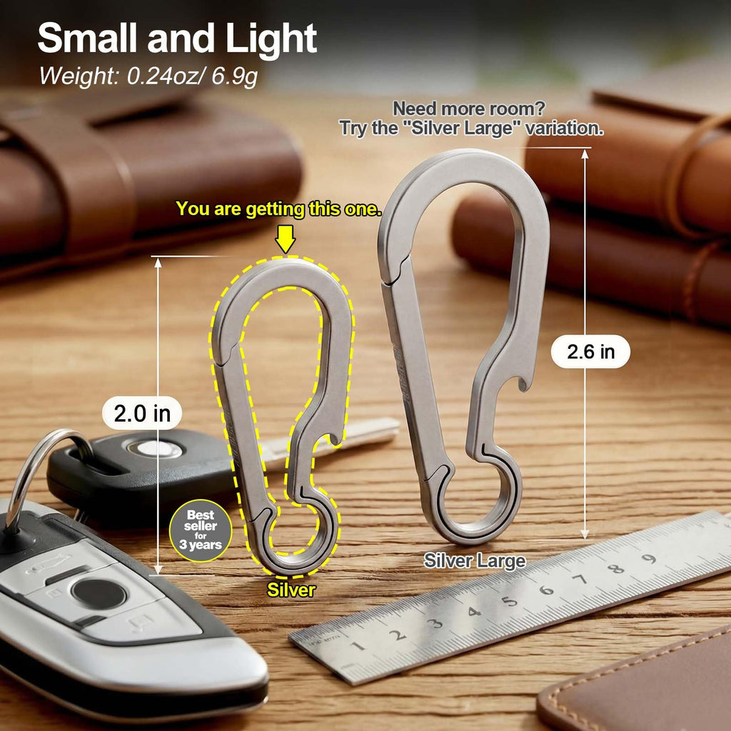 Green Beret Tactical Titanium Carabiner Clip Hook EDC Small Heavy Duty Keychain Clips Anti-Lost Quick Release Key Chain for Keys, Medium