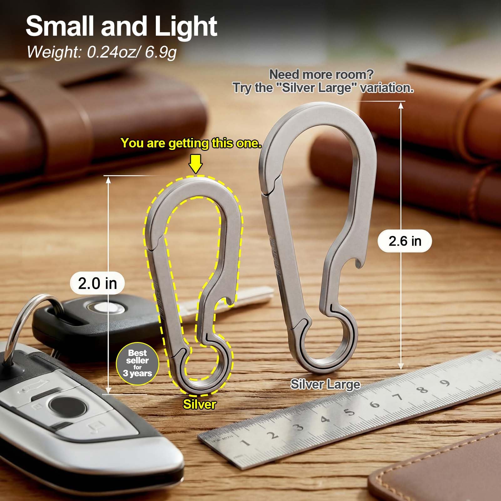 Green Beret Tactical Titanium Carabiner Clip Hook EDC Small Heavy Duty Keychain Clips Anti-Lost Quick Release Key Chain for Keys, Medium