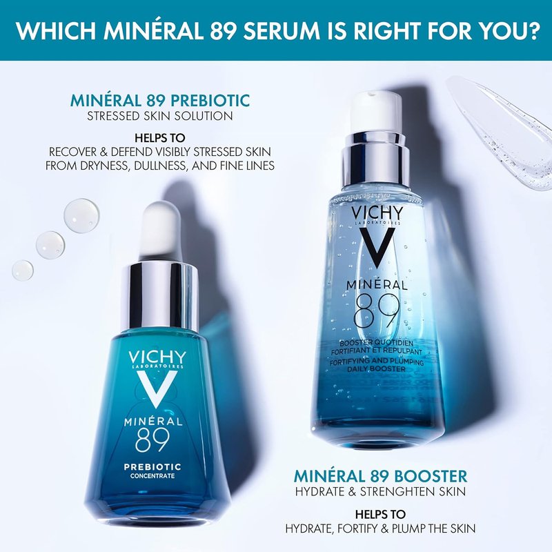 Vichy Mineral 89 Niacinamide Serum - Prebiotic Defense & Recovery Concentrate for Dull, Dry Skin
