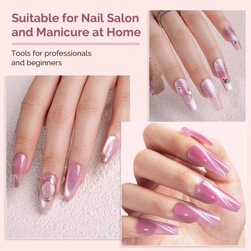 MelodySusie Nail Magnet Set 11PCS, Cat Eye Gel Nail Polish Magnets, Square Round Double Ended Magnet Stick, Cat Eye Magnet for Nails, Strong Magnetic Nail Polish Magnets Nail Design Tools