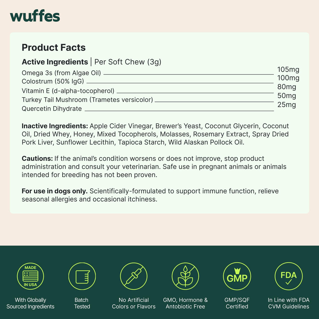 Wuffes Allergy & Itch Chews for Dogs, 60 ct