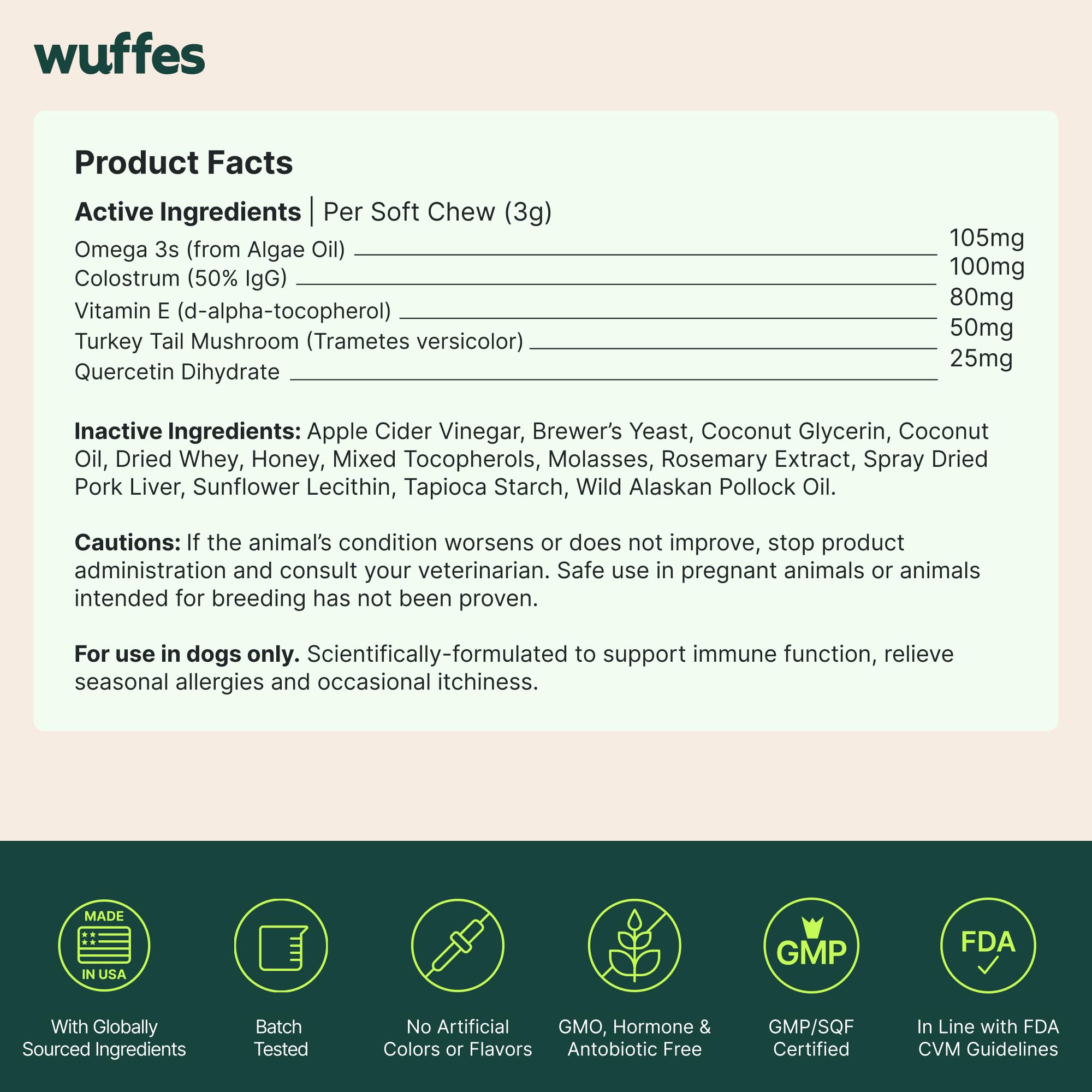 Wuffes Allergy & Itch Chews for Dogs, 60 ct