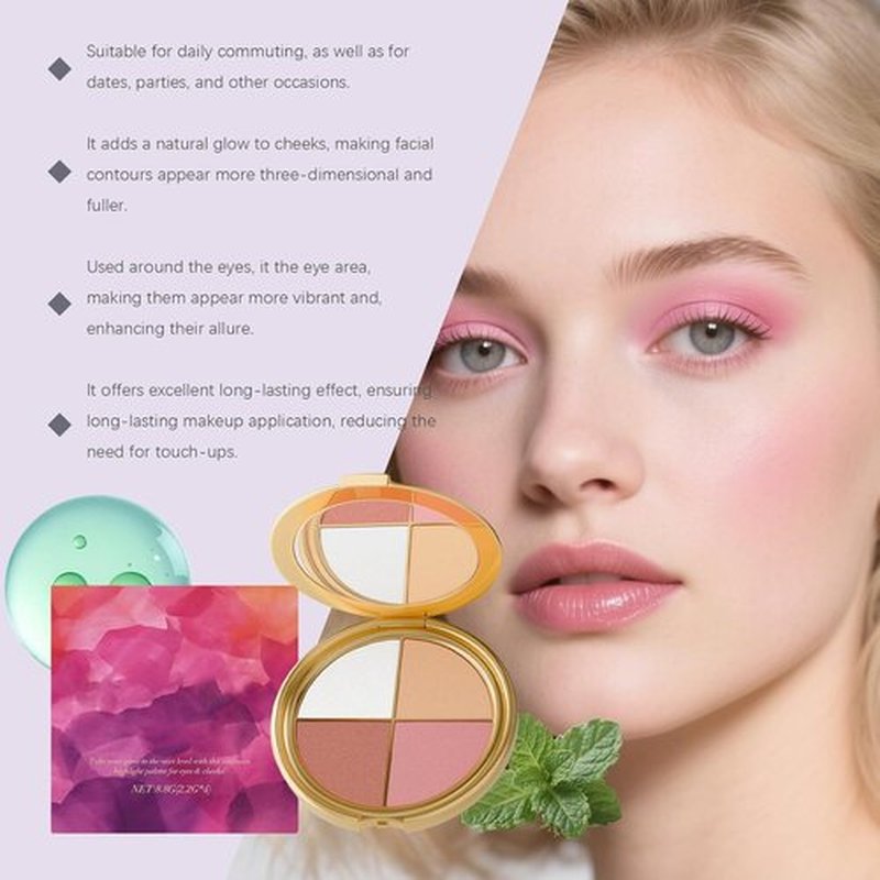 Skiennix Eye & Cheek Palette - Versatile Eyeshadow and Highlighter Kit for Women | 4-in-1 Makeup Essentials