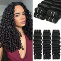 Burmese Curly Bundles Human Hair 18 20 22 Inch Brazilian Deep Wave Bundles 100% Unprocessed Virgin Hair Quick Weave Human Hair Bundles with Spiral End Human Hair Extensions Natural Black