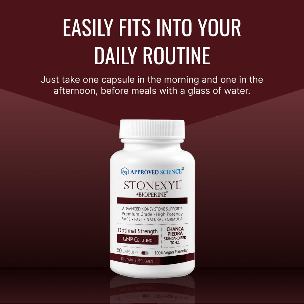 Approved Science Stonexyl - Herbal Support for Kidney Stones - 60 Capsules - Chanca Piedra - High Absorption -1 Month Supply - Vegan