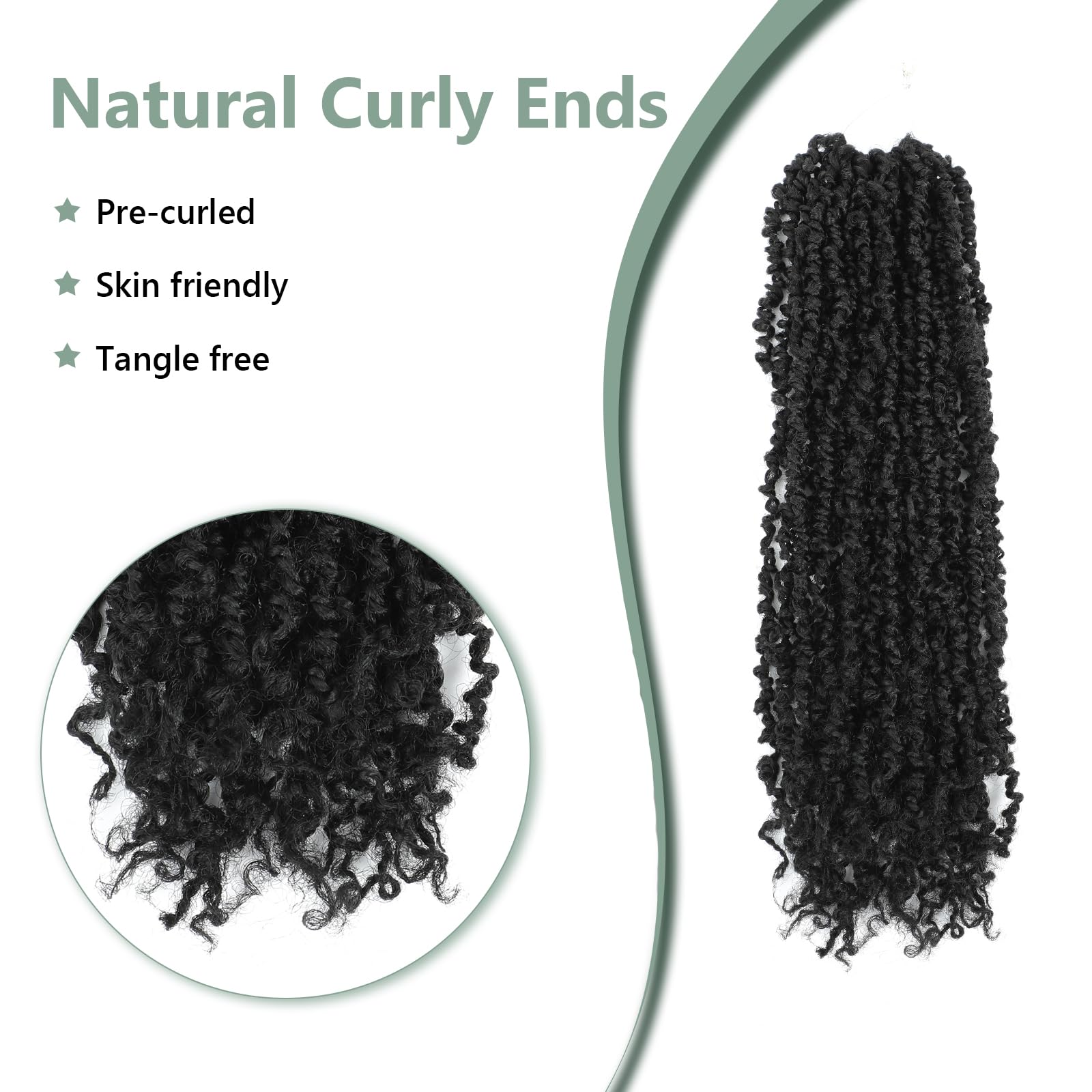 Yanky Twist Crochet Hair 12 Inch Crochet Yanky Twist Hair 8 Packs Spring Mini Twist Crochet Hair Extensions 1B Bohemian Passion Twist Hair for Black Women