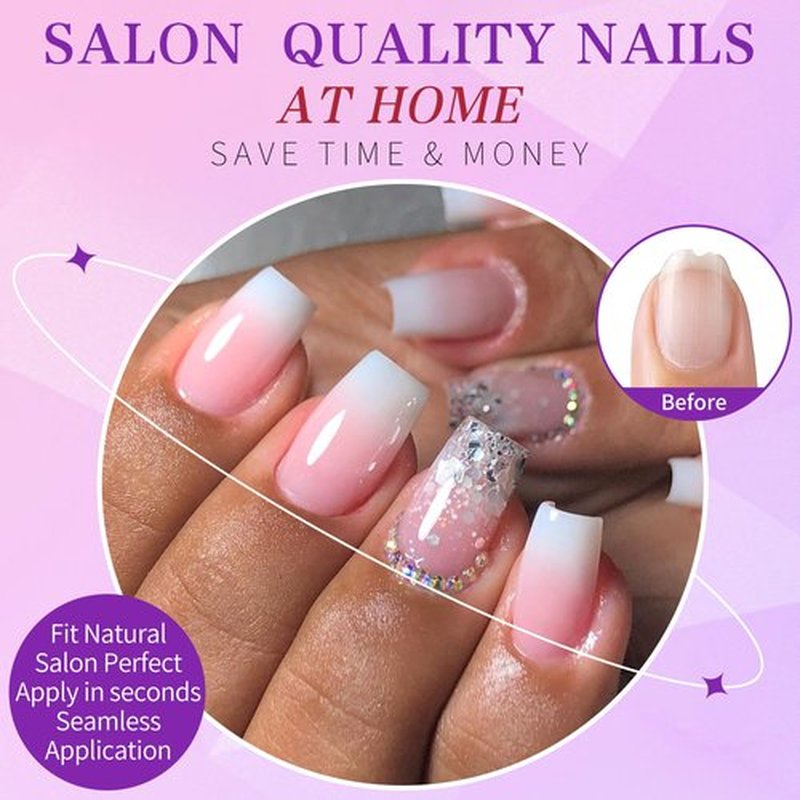 Lifextol 120PC Ombre Coffin Press on Nails Medium Fake Nails Press ons Glue on Nails with Glue Adhesive Tabs, 12 Size Acrylic Nails Press on Nails Coffin False Nail Tips Stick on Artificial Fingernail