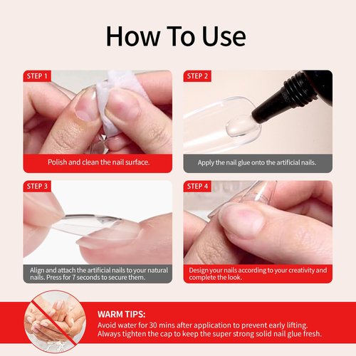 Nelrona Semi Solid Nail Glue 10ml for Press On Nails with 10ml Remover Kit Nail Tips Glue Gel - No Lamp Needed, Quick Drying, Long Lasting 30+ Days for Fake Acrylic Nails