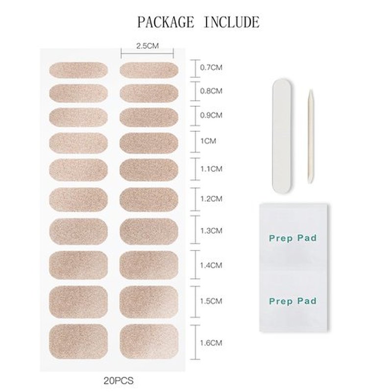 JMEOWIO Gel Nail Stickers Rose Gold Glitter Semi Cured Gel Nail Strips Wraps UV/LED Nails Art Design Decoration Accessories