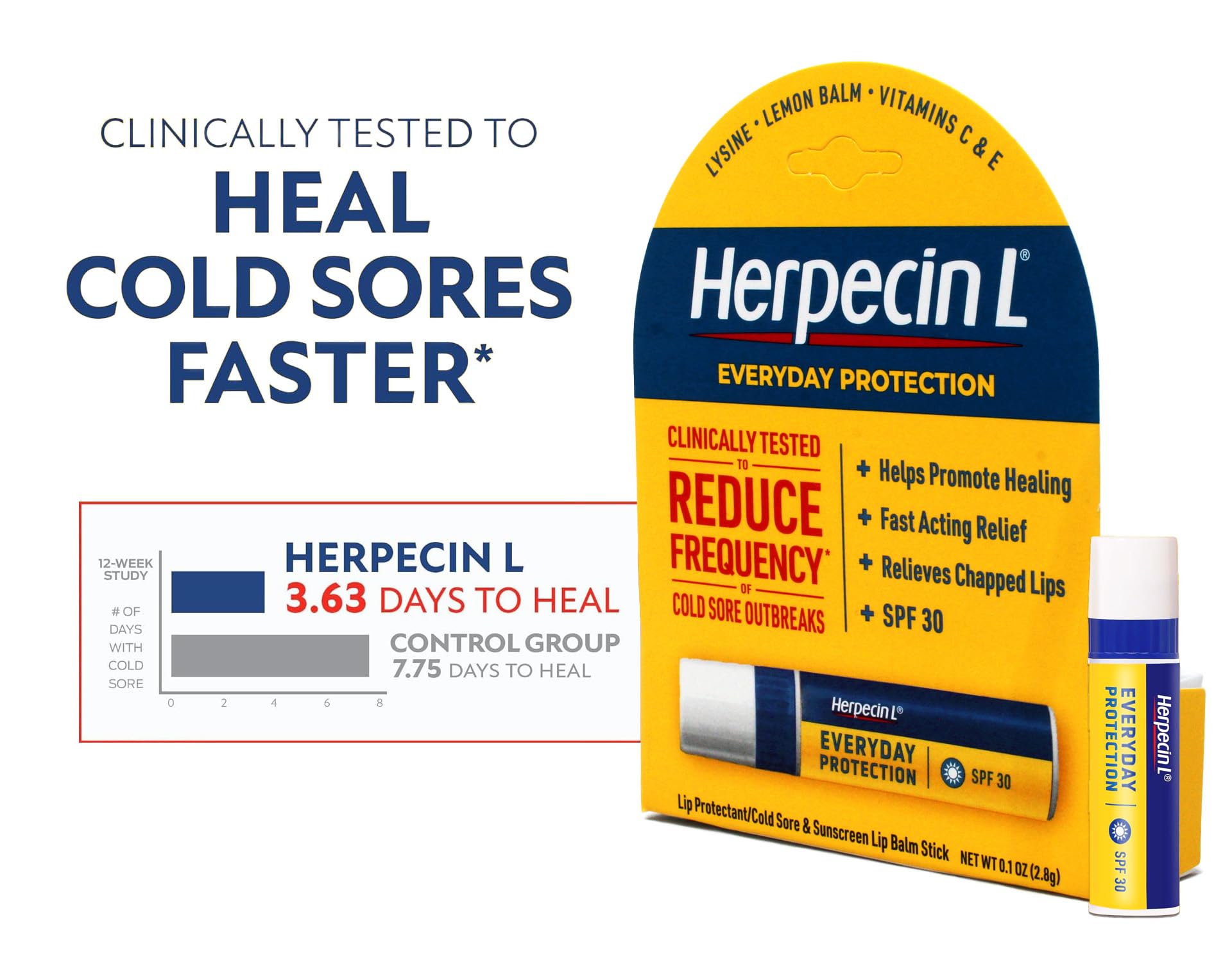 Herpecin-L HL Lip Protectant Sunscreen and Cold Sore Lip Balm Stick - 0.1 oz (Pack of 3)