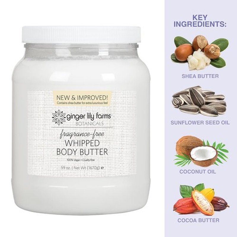 Ginger Lily Farms Whipped Body Butter - Ultra-Hydrating, 100% Vegan & Cruelty-Free, 59 Ounces