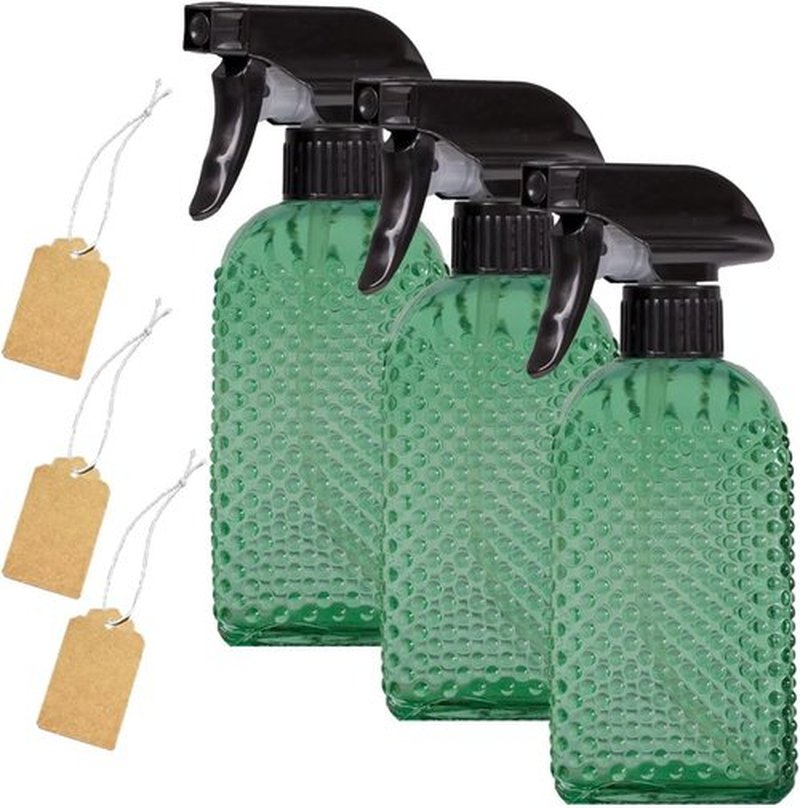 Plant Mister Glass Spray Bottle - 13oz Reusable Green with Adjustable Nozzle for Indoor Plants & Gardening