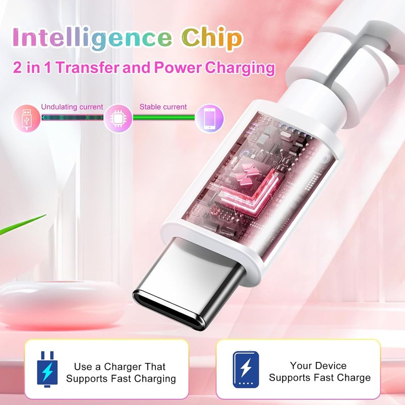 Aolcev USB C Cable - 66W Fast Charging Cord | 3.3FT Cute Beaded Design for iPhone & Galaxy Devices