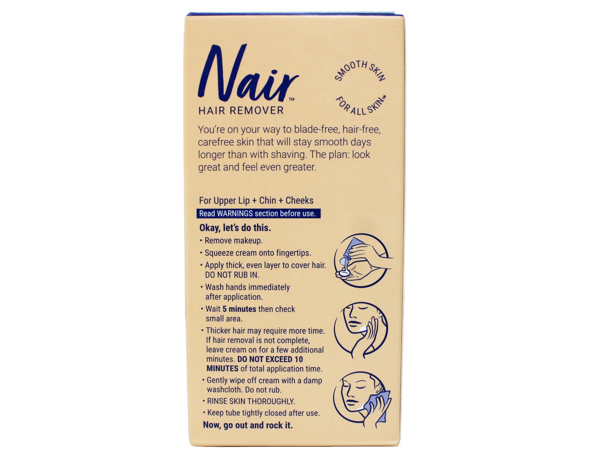 Nair Hair Removal Cream for Face with Special Moisturizers, 2-Ounce Bottles (Pack of 4)
