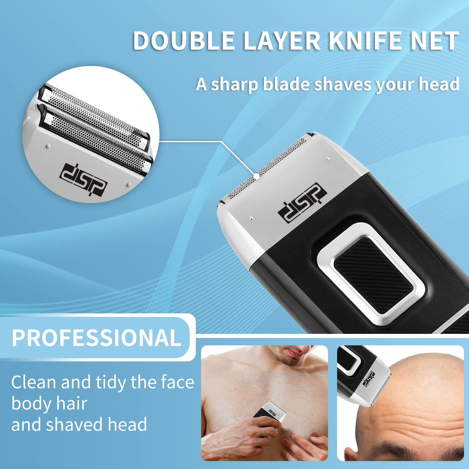 DSP Bald Shaver for Men, Cordless Rechargeable Waterproof