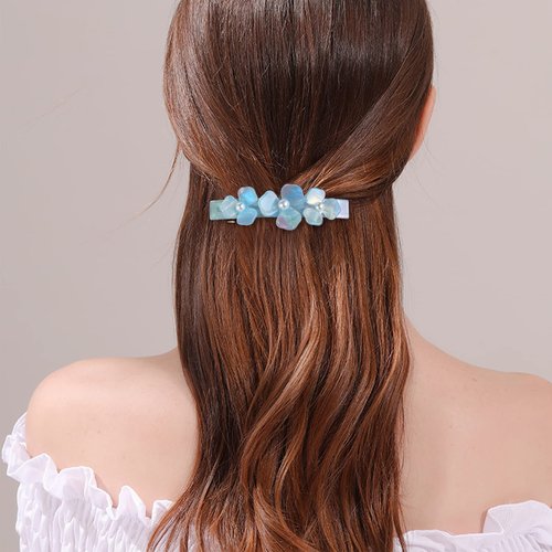 3 Pieces hair barrettes,large barrettes for women,Hair Clips barrettes French Rectangle Snap Hair Barrettes Acrylic Tortoise,Hair Clip for Thick and Medium Hairs,Hair Clips snap… (flower 1)