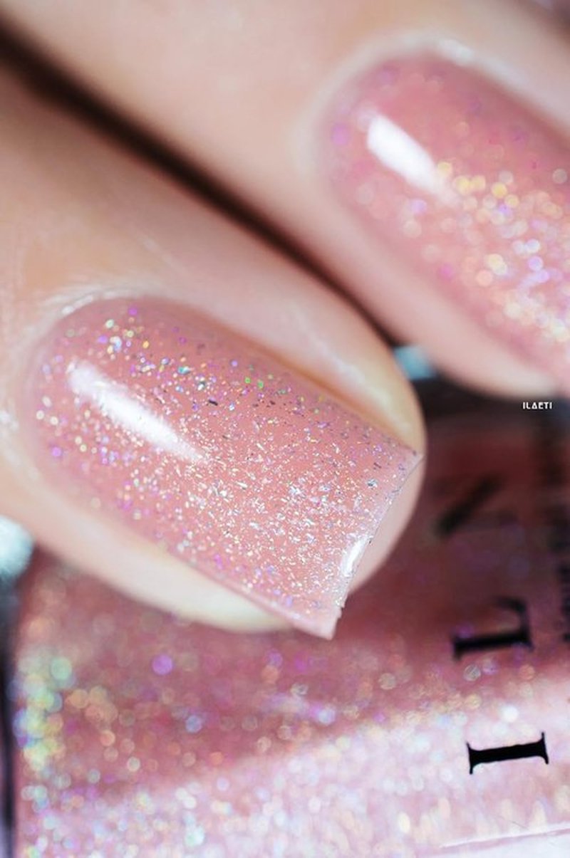 ILNP Sweet Pea | Holographic Sheer Jelly Nail Polish in Seashell Pink - Long-Lasting Shine