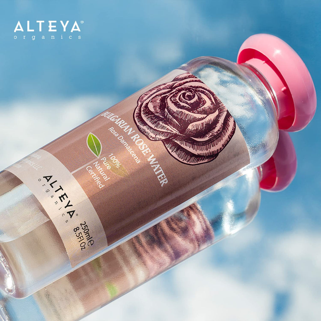 Alteya Organics Rose Water Natural Facial Toner, 17 Fl Oz/500mL Pure Bulgarian Rosa Damascena Flower Water,Award-Winning Moisturizer BPA-Free Bottle with Reducer