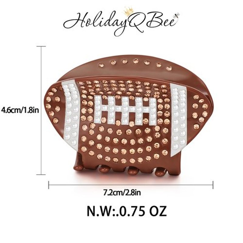HolidayQbee Brown Acrylic Hair Clips For Women With Football Hair Clip Sport Brown Hair Clip With Claw Fashion Strong Hair Fix Claw Clips