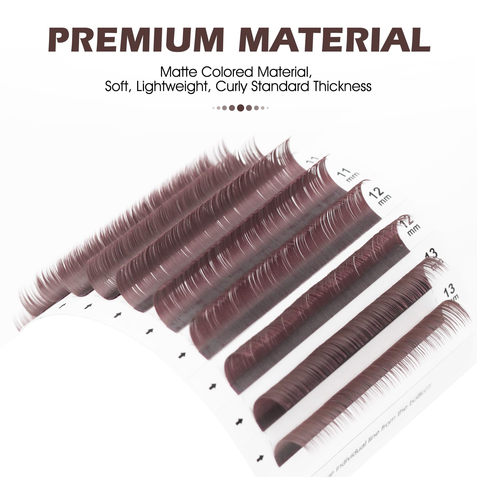 NATUHANA Colored Volume Eyelash Extensions 0.07mm C Curl 8-15mm Mixed & Single Length Tray Soft Individual Lashes, Professional Supplies for Lash Techs(Burgundy,0.07 C,8-15 MIX)