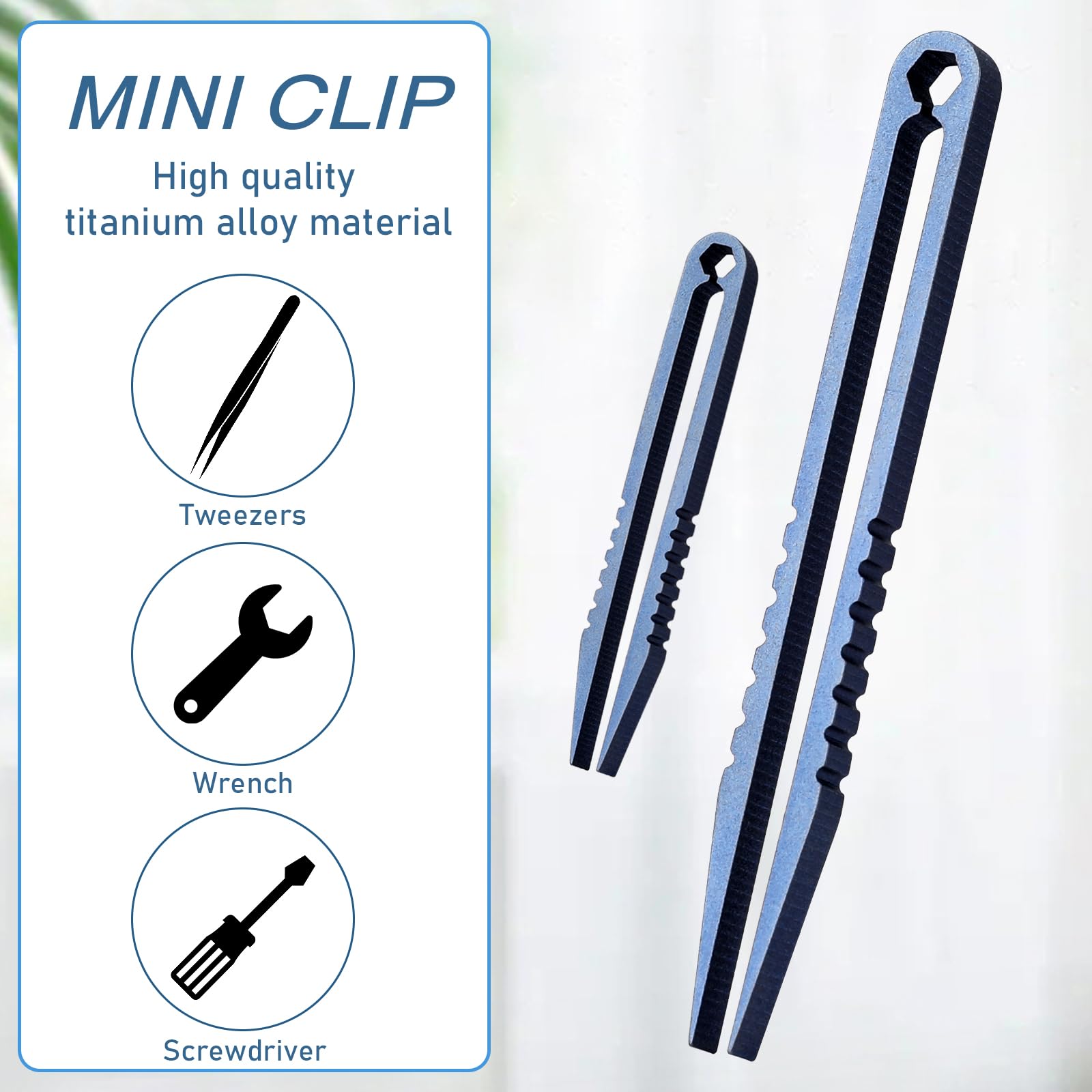2Pcs Mini Titanium Tweezers, Portable Travel EDC Tweezers
