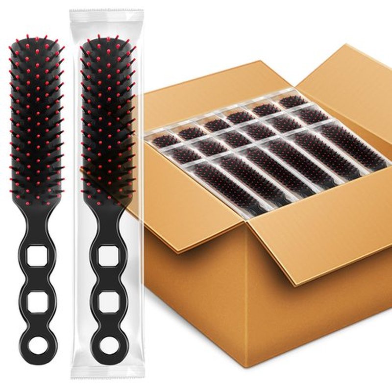 HOFASON 100 Pcs Bulk Hair Brushes for Homeless Supplies, Individually Wrapped Disposable Hair Brushes Nylon Bristles Detangling Hair Brush for Women Hotel Nursing Charity